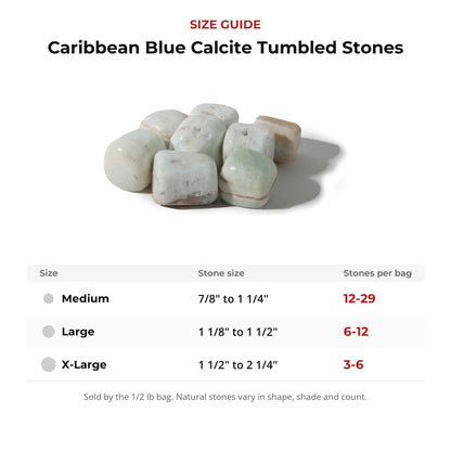 Caribbean Blue Calcite Tumbled Stones