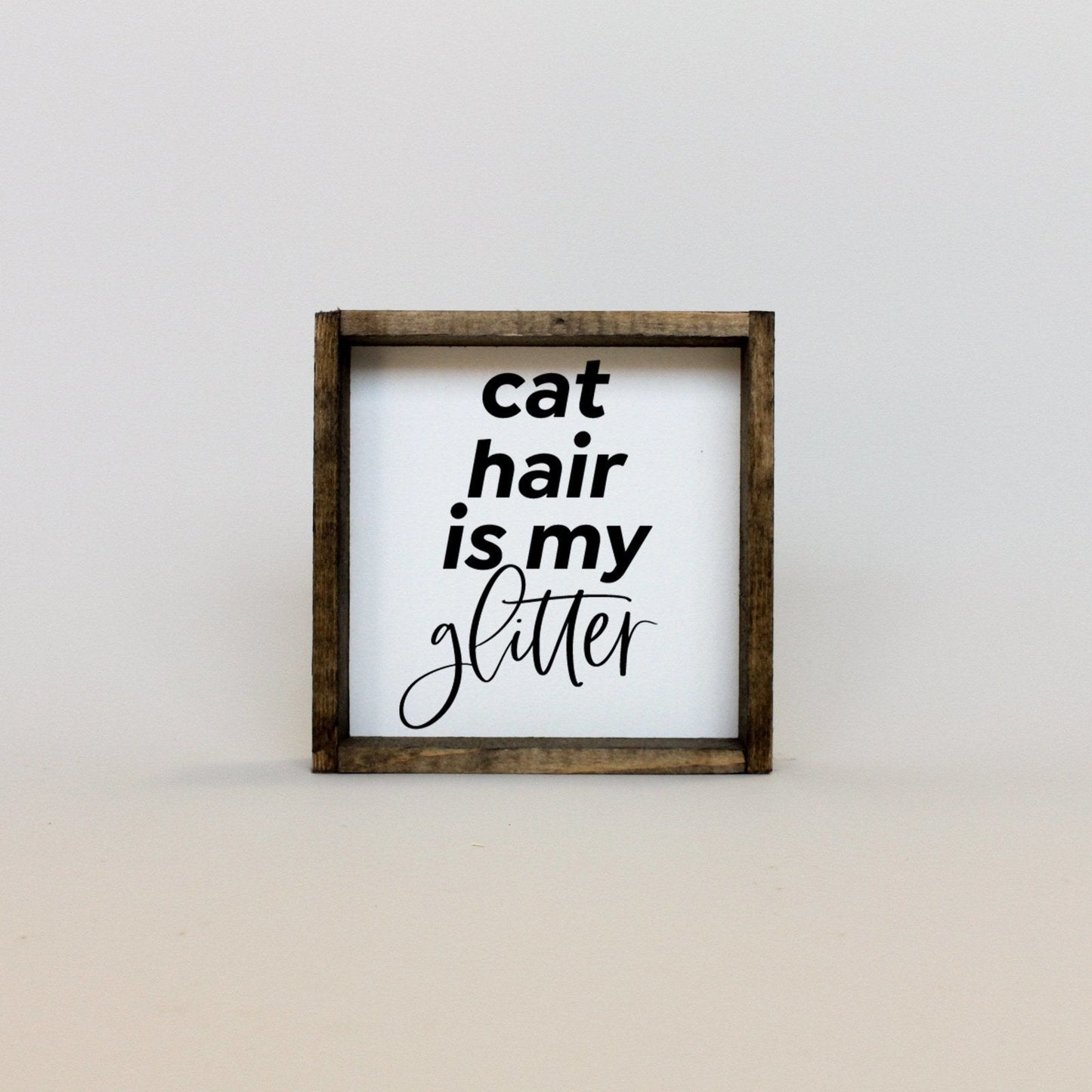 Katzenhaare sind mein Glitzer Mini-Holzschild