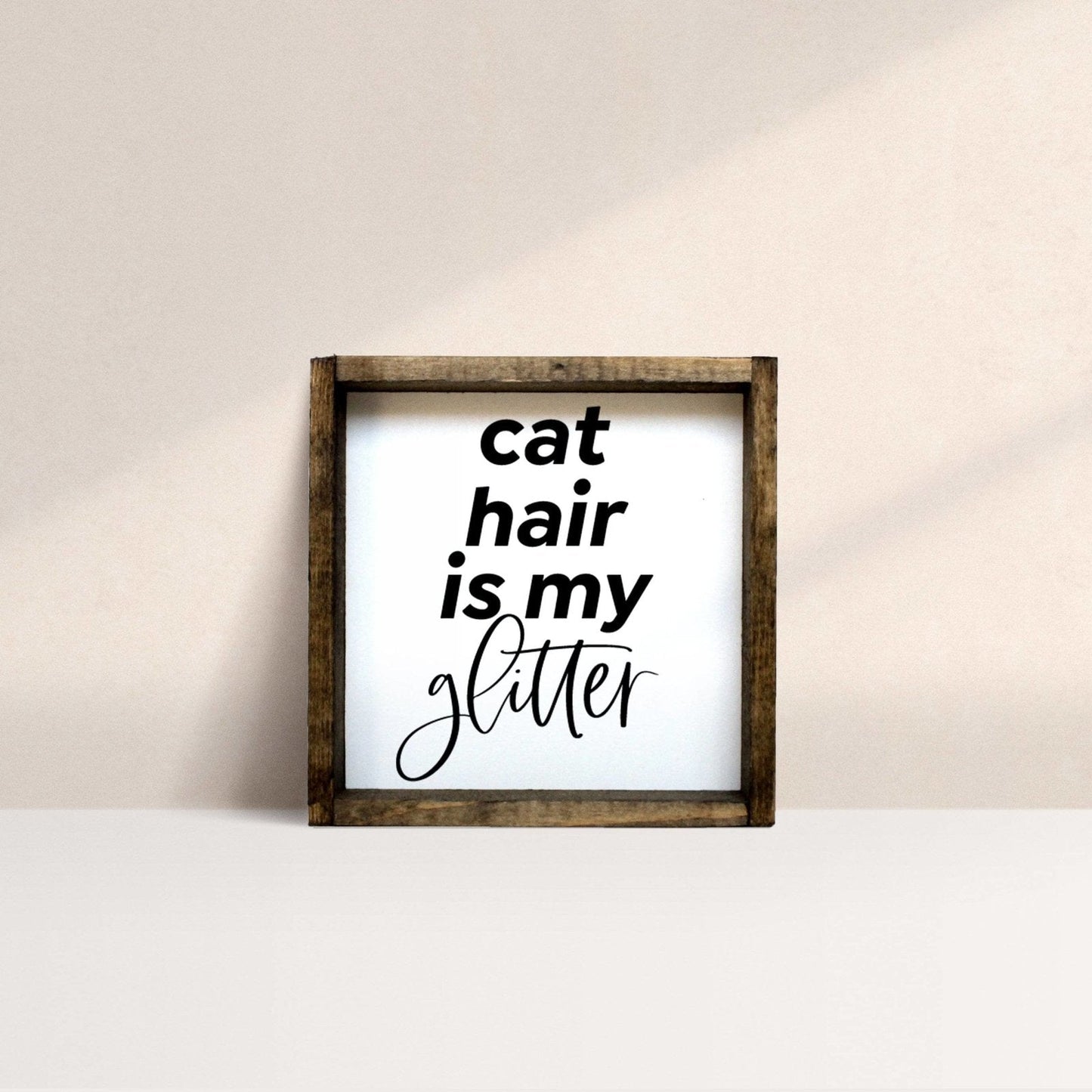 Katzenhaare sind mein Glitzer Mini-Holzschild
