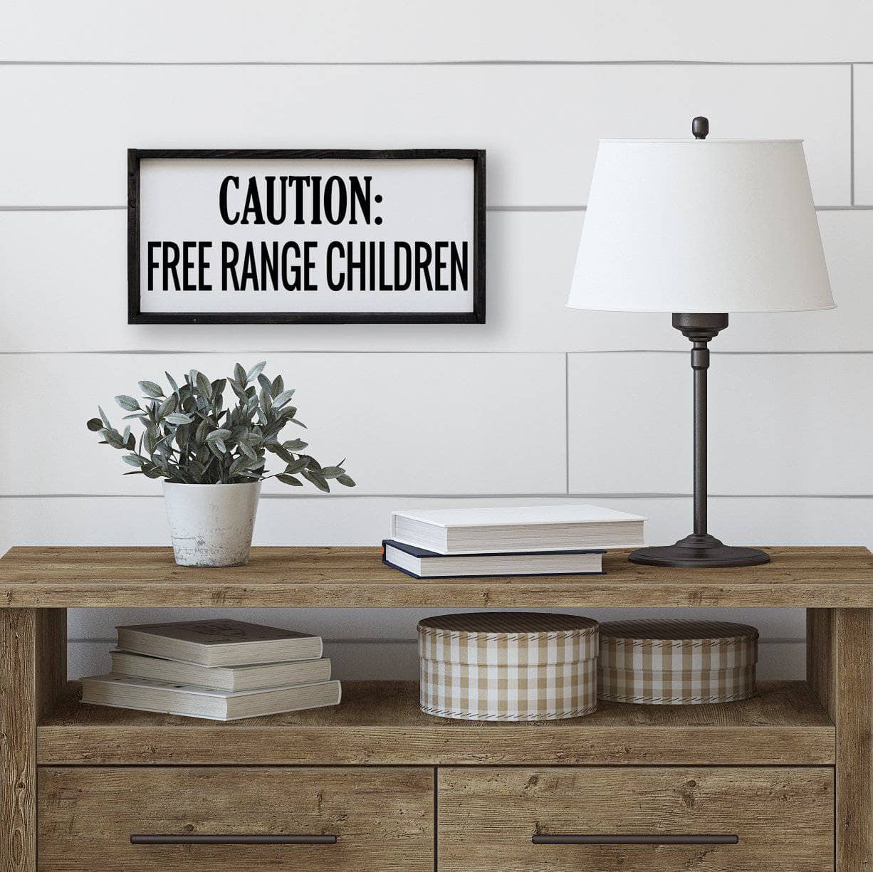Vorsicht freilaufende Kinder Holzschild