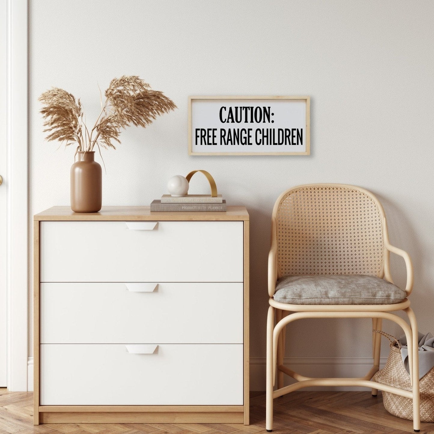 Vorsicht freilaufende Kinder Holzschild