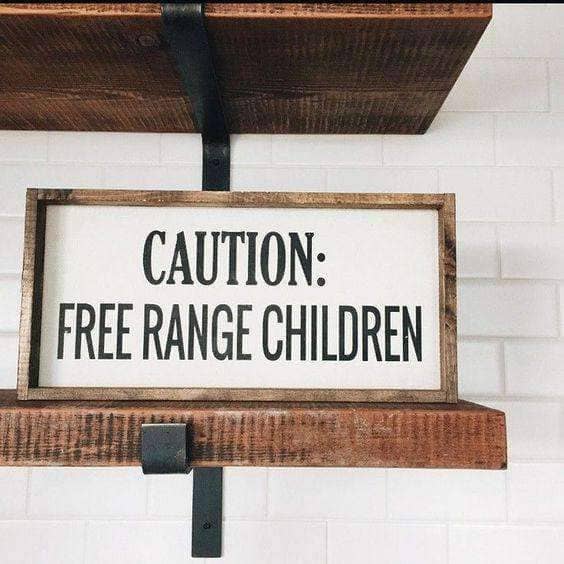 Vorsicht freilaufende Kinder Holzschild