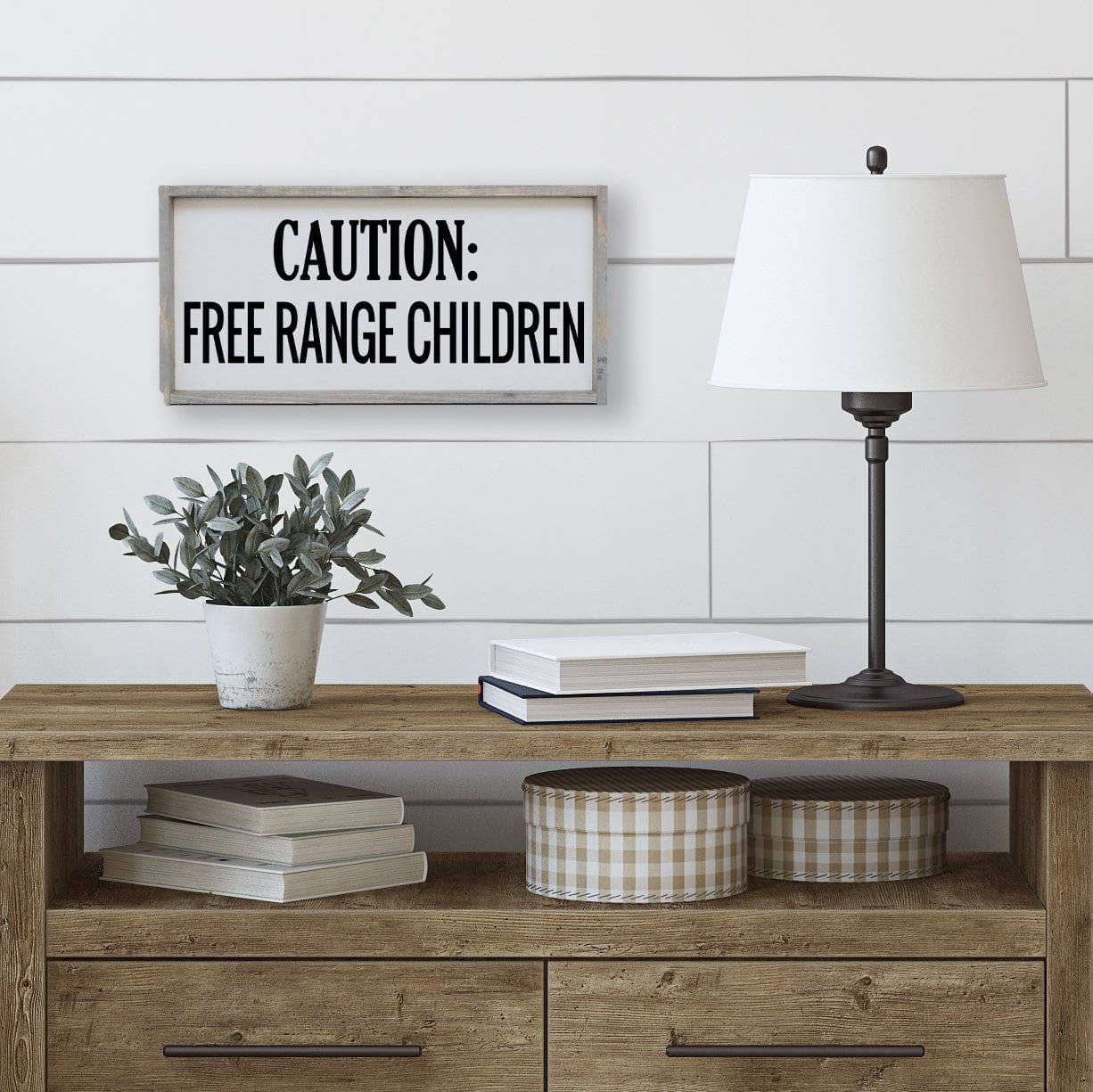 Vorsicht freilaufende Kinder Holzschild