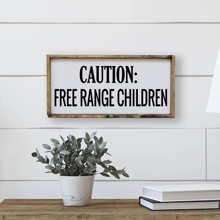 Vorsicht freilaufende Kinder Holzschild
