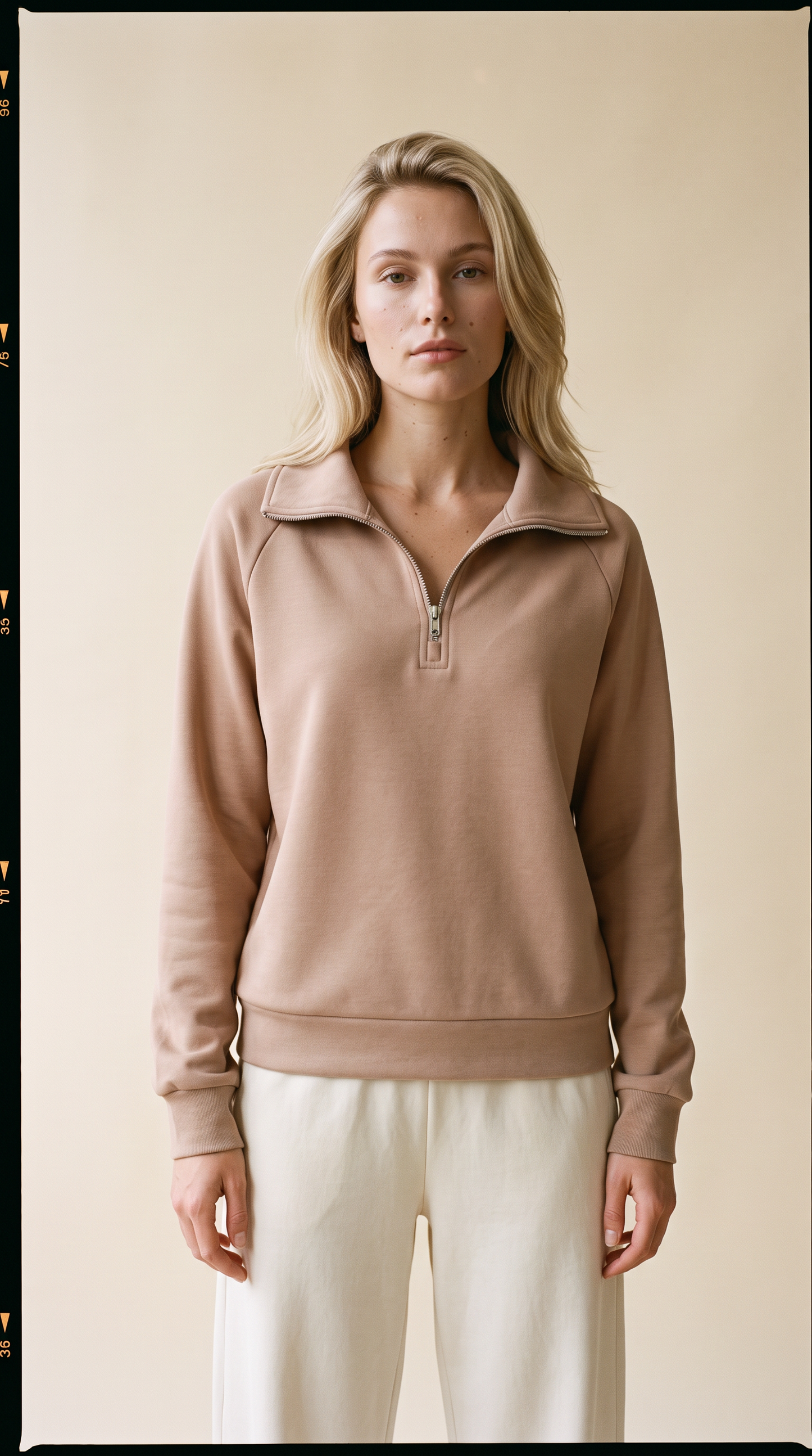 Maeve Luxeflow - Relaxed 3/4 Zip Top In Mocha Mousse