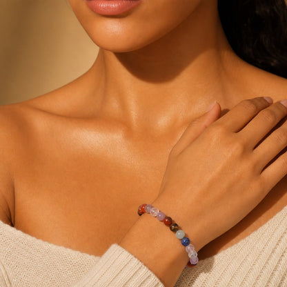 Chakra Stones Round Bracelet - 8mm