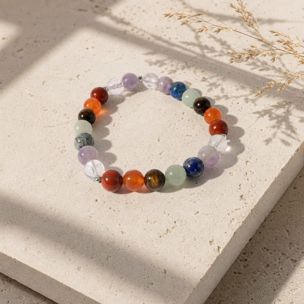 Chakra Stones Round Bracelet - 8mm