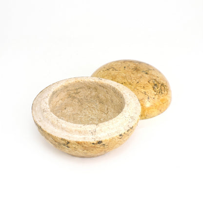 Soapstone Trinket Box - Round Top Varnished 3"