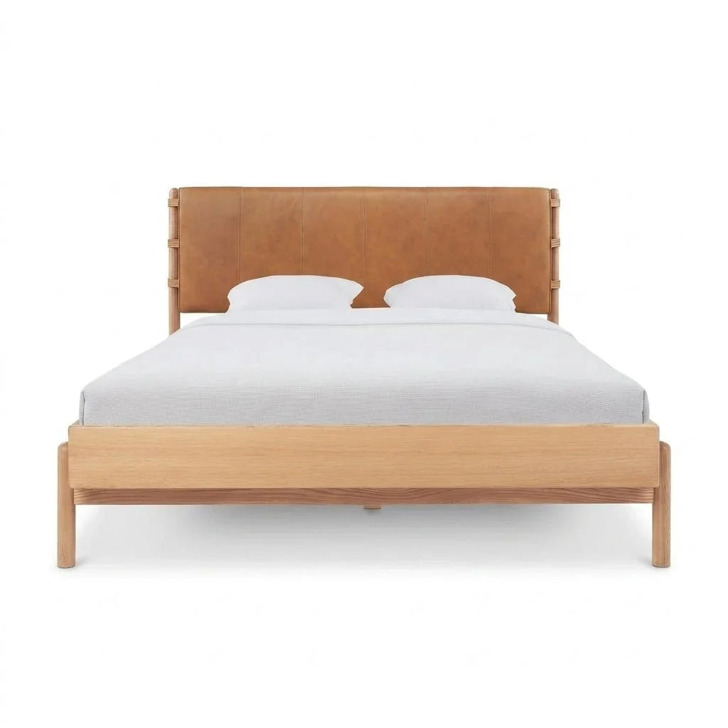 Colin Top-Grain Leather Bed with Matching Nightstand and Dresser