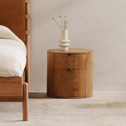 Colin Two-Drawer Nightstand in Natural Wood