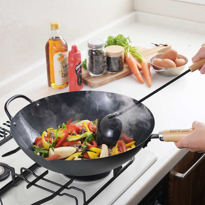 Yoshikawa Cook-Pal Ren Carbon Steel Wok 36cm | Made in Japan