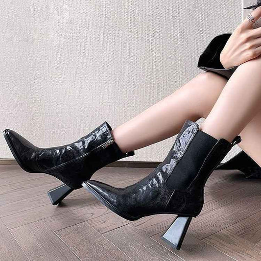 Women's Square Toe Chunky Heel Ankle Boots – European Style PU Fashion Boots