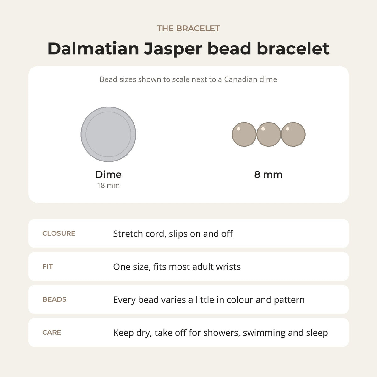 Dalmatian Jasper Round Bracelet - 8mm