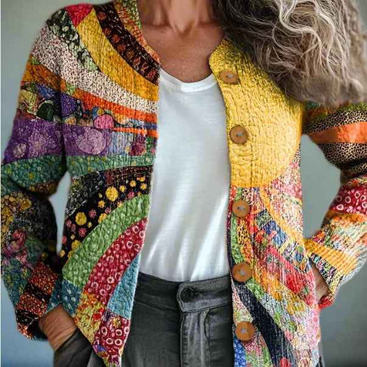 Women's Printed 3D-Effect Knitted Cardigan Coat