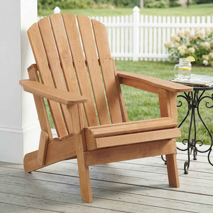 Oversized Folding Wooden Adirondack Chair – Solid Hemlock Patio Chair for Garden, Porch, Fire Pit & Poolside