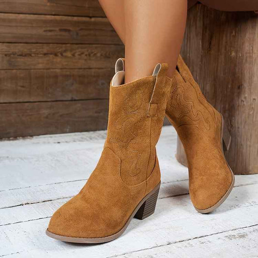 Women's Retro Western Boots – Pointed Toe Embroidery Fashion Cowboy Boots