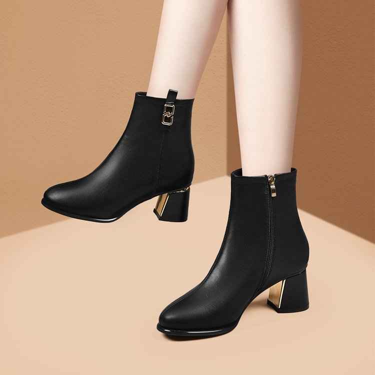 Women's Sequin Ankle Boots – Pointed Toe Chunky Heel Side-Zip Fashion Boots