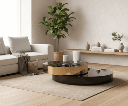 Eclipse Gold and Black Layered Coffee Table