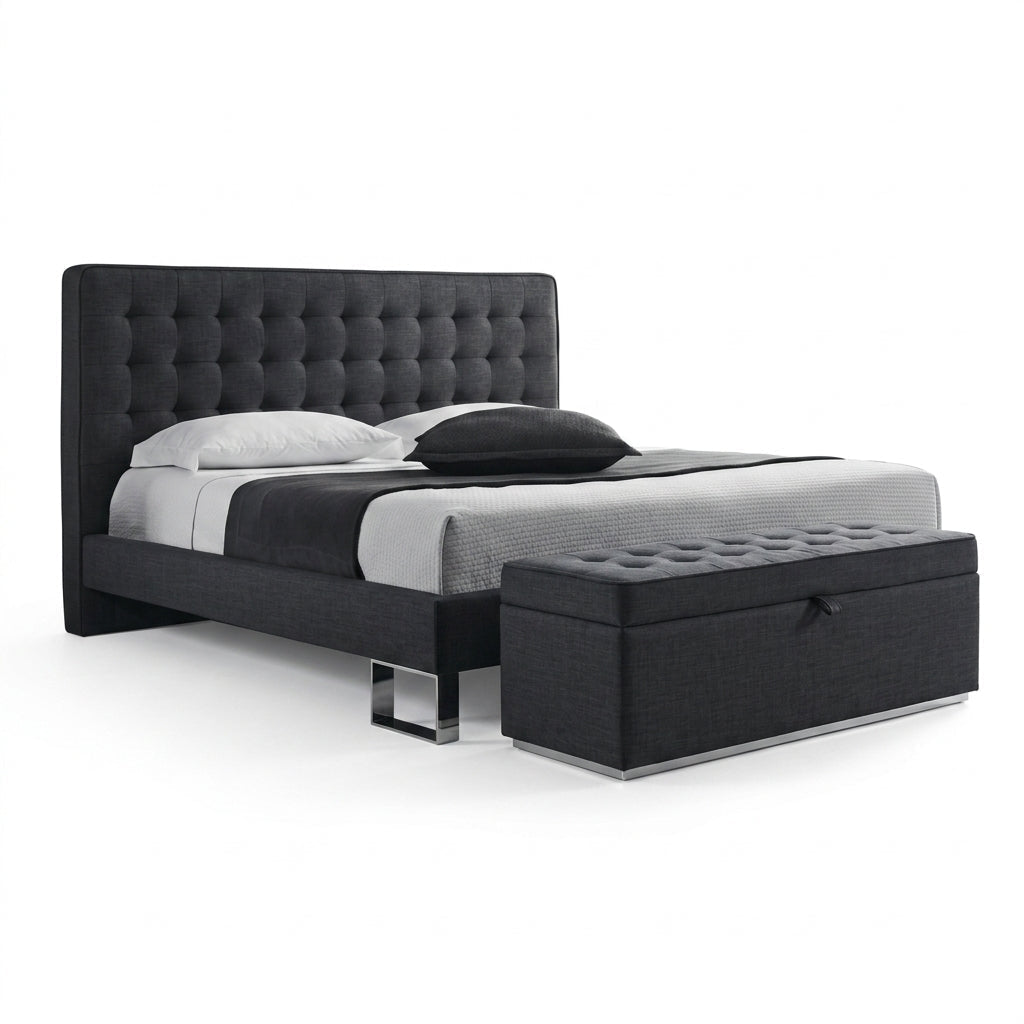 Edmonton Contemporary Graphite Tufted Bett