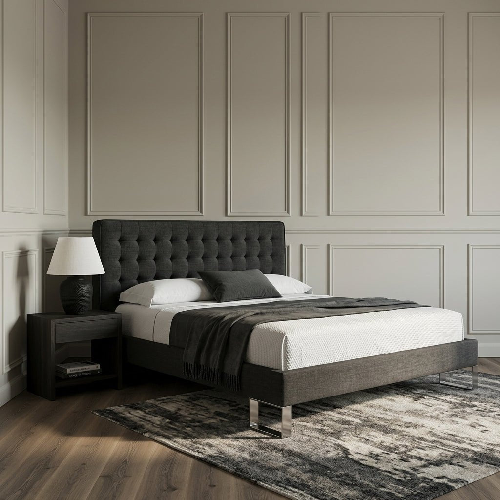Edmonton Contemporary Graphite Tufted Bett