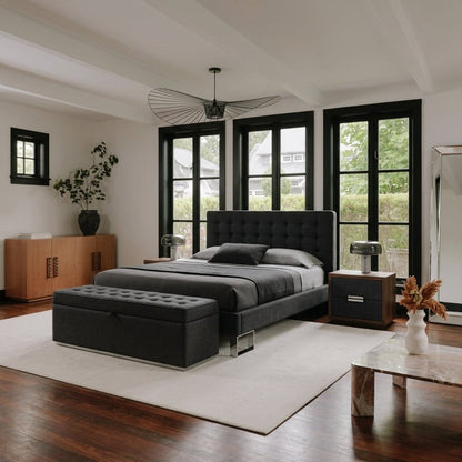 Edmonton Contemporary Graphite Tufted Bett