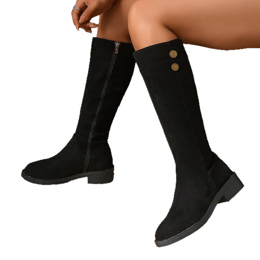 Women's British Style Suede Ankle Boots – Side Zip Slim-Fit Fashion Boots