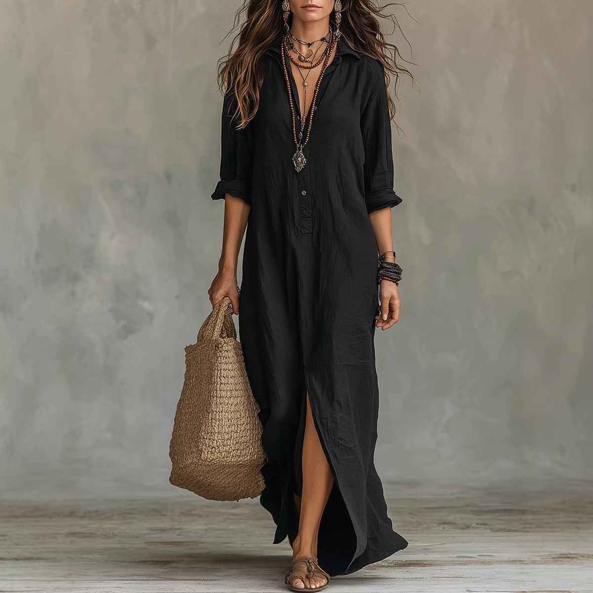 casual dress with slits on the side Tara Side Slit Midi Dress Defiant Boutique