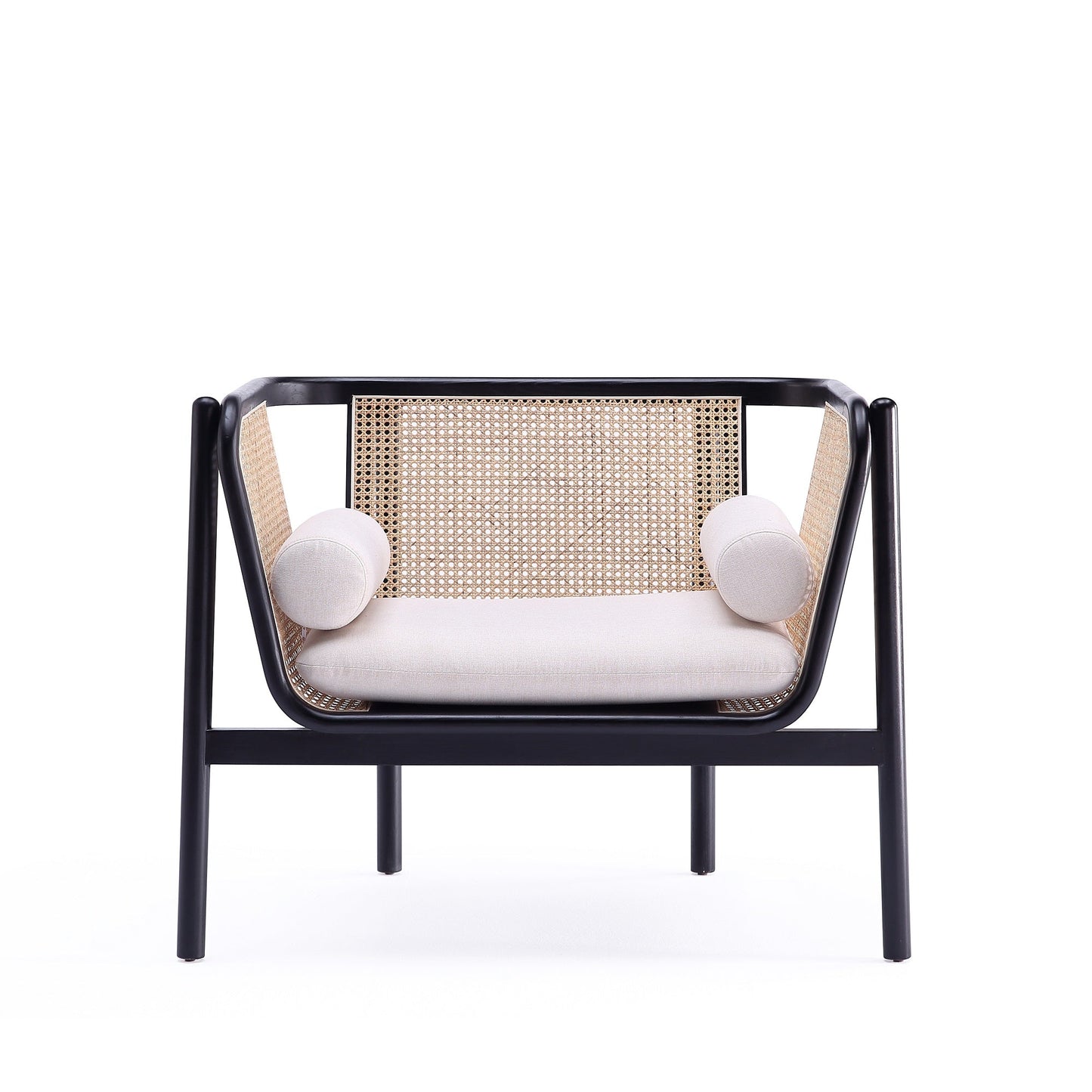 Tulum Natural Cane Accent Chair - Black/Cream