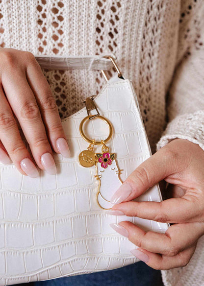 Floral Cat Keychain