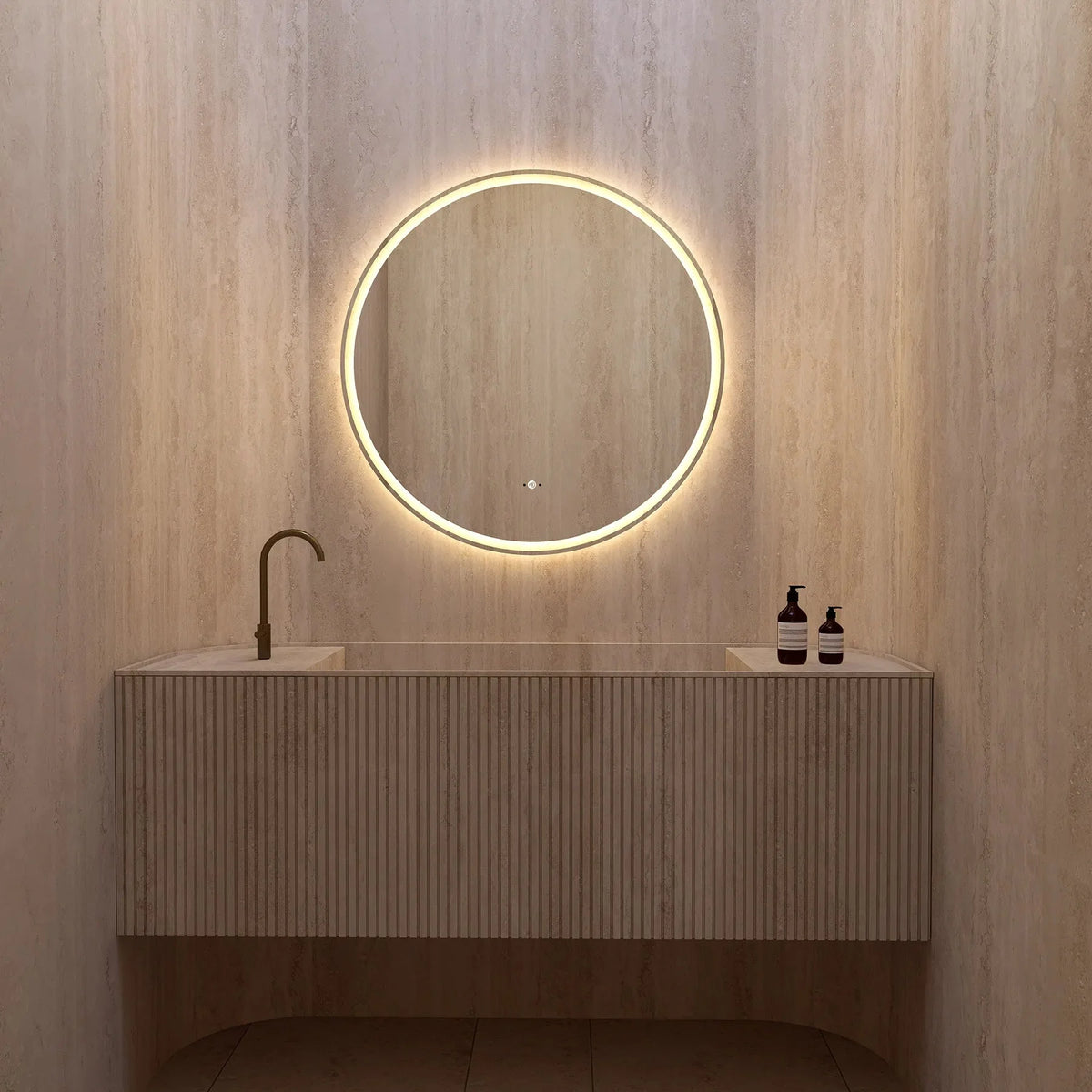 Frameless Round LED Mirror (28"–36") with Anti-Fog, CRI 90+ & Seamless Lighting