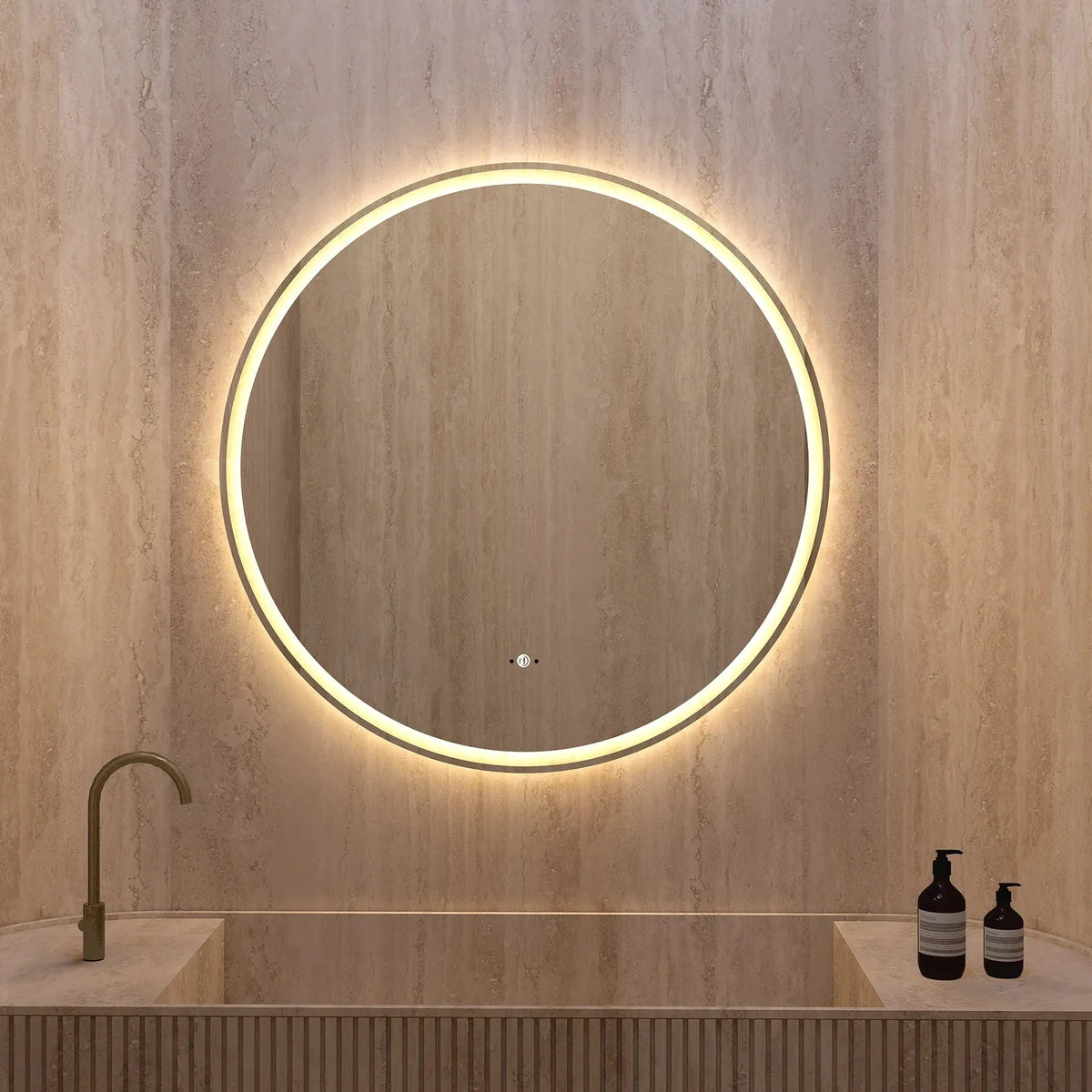 Frameless Round LED Mirror (28"–36") with Anti-Fog, CRI 90+ & Seamless Lighting