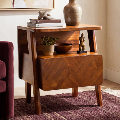 Rum Solid Wood Nightstand