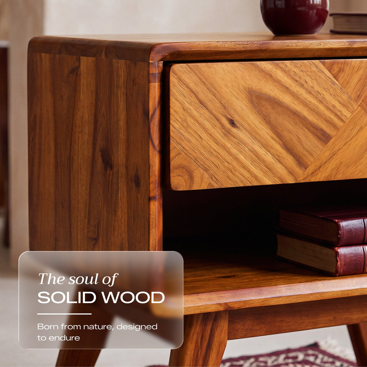 Laden Handcrafted Solid Wood Nightstand