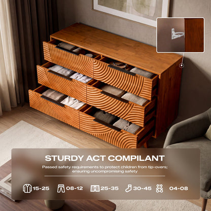 Harmony Solid Wood Dresser with 6 Drawers