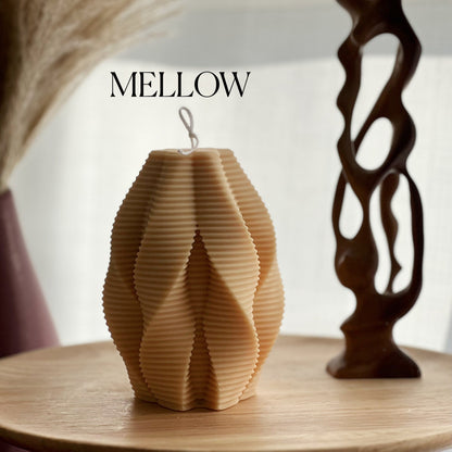 Large Ribbed Swirl Soy Candle: Abstract Geometric Decor