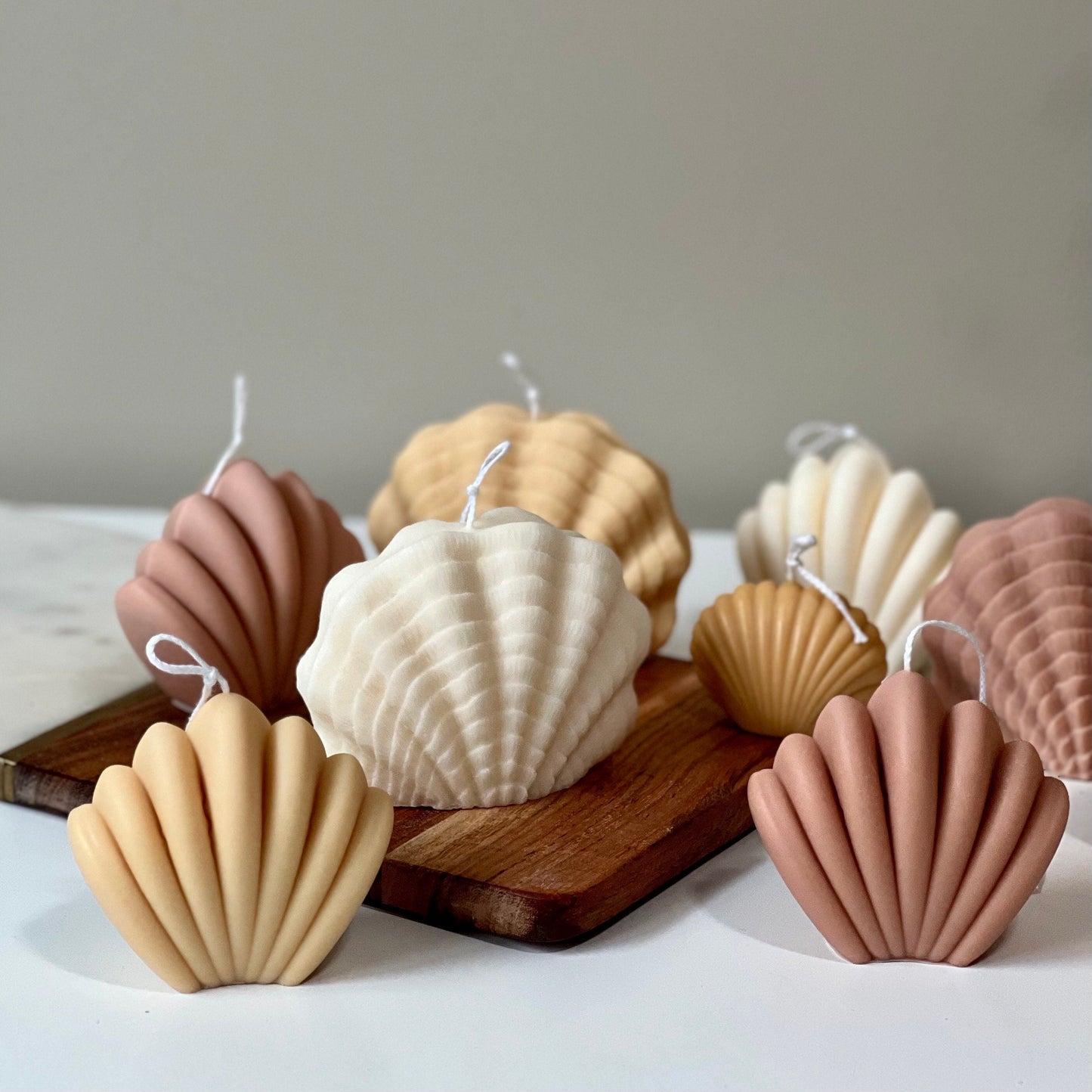 Große Sojawachs-Muschelkerze | Heimdekoration