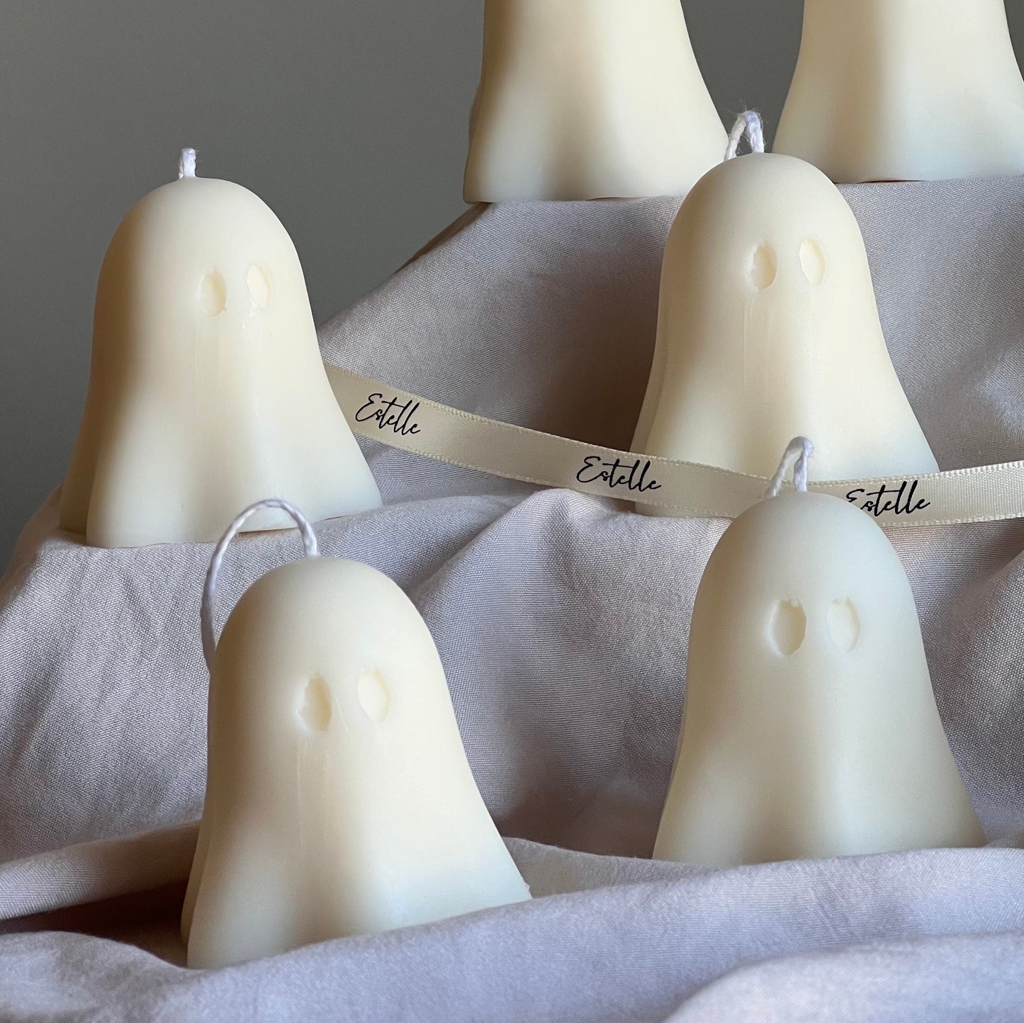 Handgemachte Halloween-Geisterkerze | Skulpturale Sojawachs-Wohndekoration