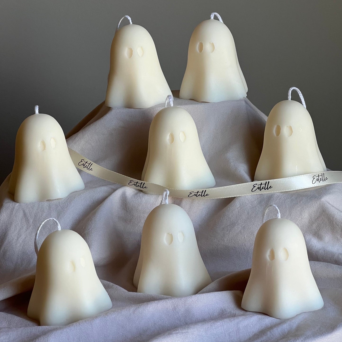 Handgemachte Halloween-Geisterkerze | Skulpturale Sojawachs-Wohndekoration