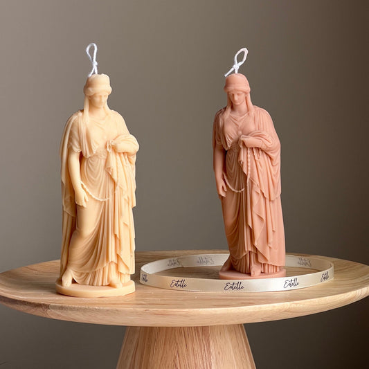Zenobia Goddess Soy Candle: Greek Statue, Coffee Table Decor