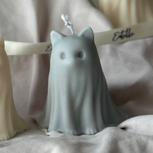 Halloween Katzen-Geist-Kerze: Handgemachtes Sojawachs-Tier-Geschenk