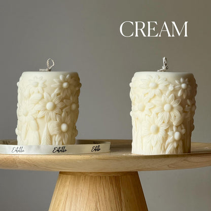 Flower Pillar Candle | Sculptural Garden House Warming Gift