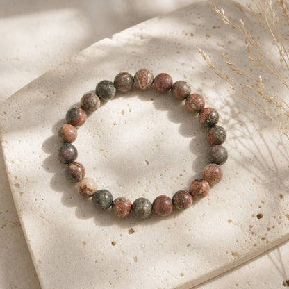 Red Jasper Leopardskin Round Bracelet - 8mm