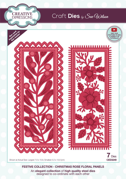 Creative Expressions Sue Wilson Festive Christmas Rose Floral Panels Craft Die