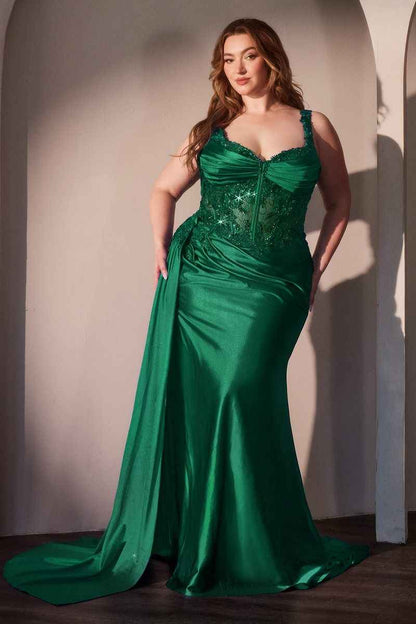 Satin sash and a flattering leg slit dress