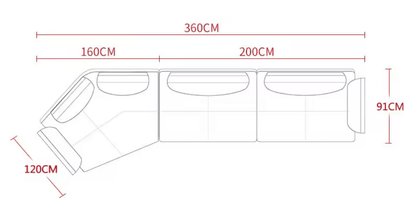 L30 Curved Leather Sectional Sofa with Steel Legs