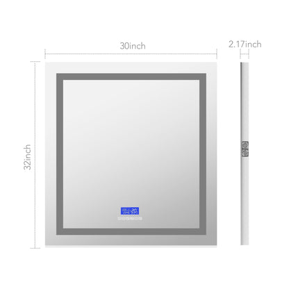 24"–42" LED Bathroom Mirror with Bluetooth Speaker, Touch Sensor, Anti-Fog, 3-Color Light