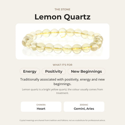 Lemon Quartz Round Bracelet - 8mm