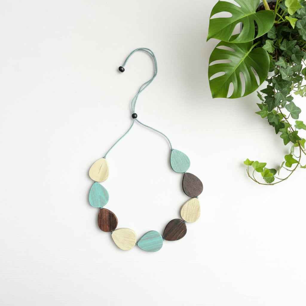 Wooden Tear Drop Necklace