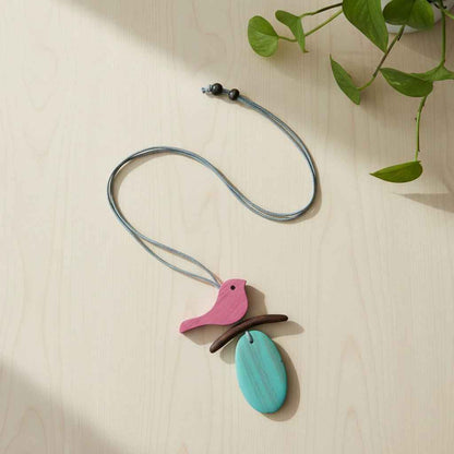 Wooden Bird on Branch Necklace