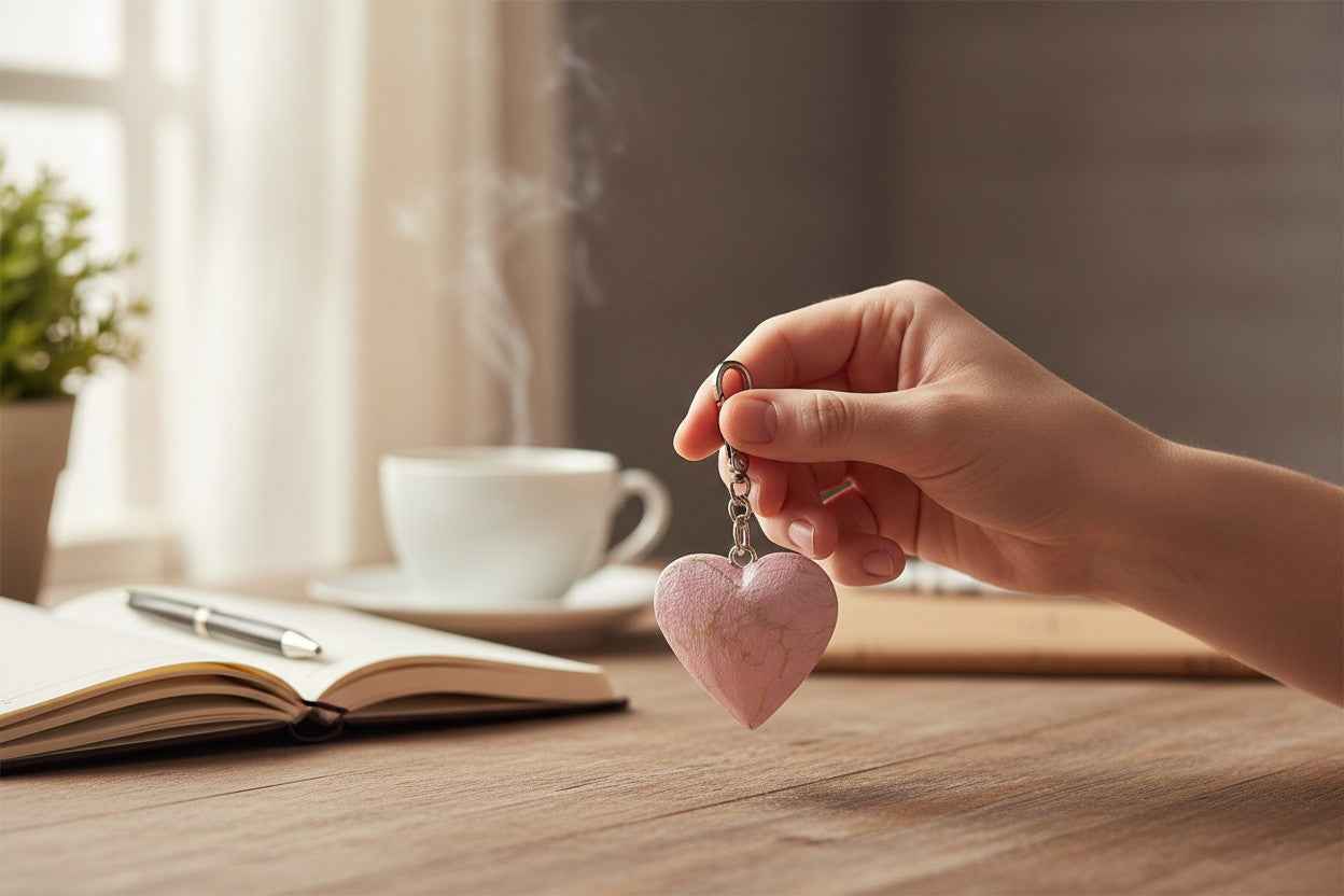 Hand Carved Heart Keychain